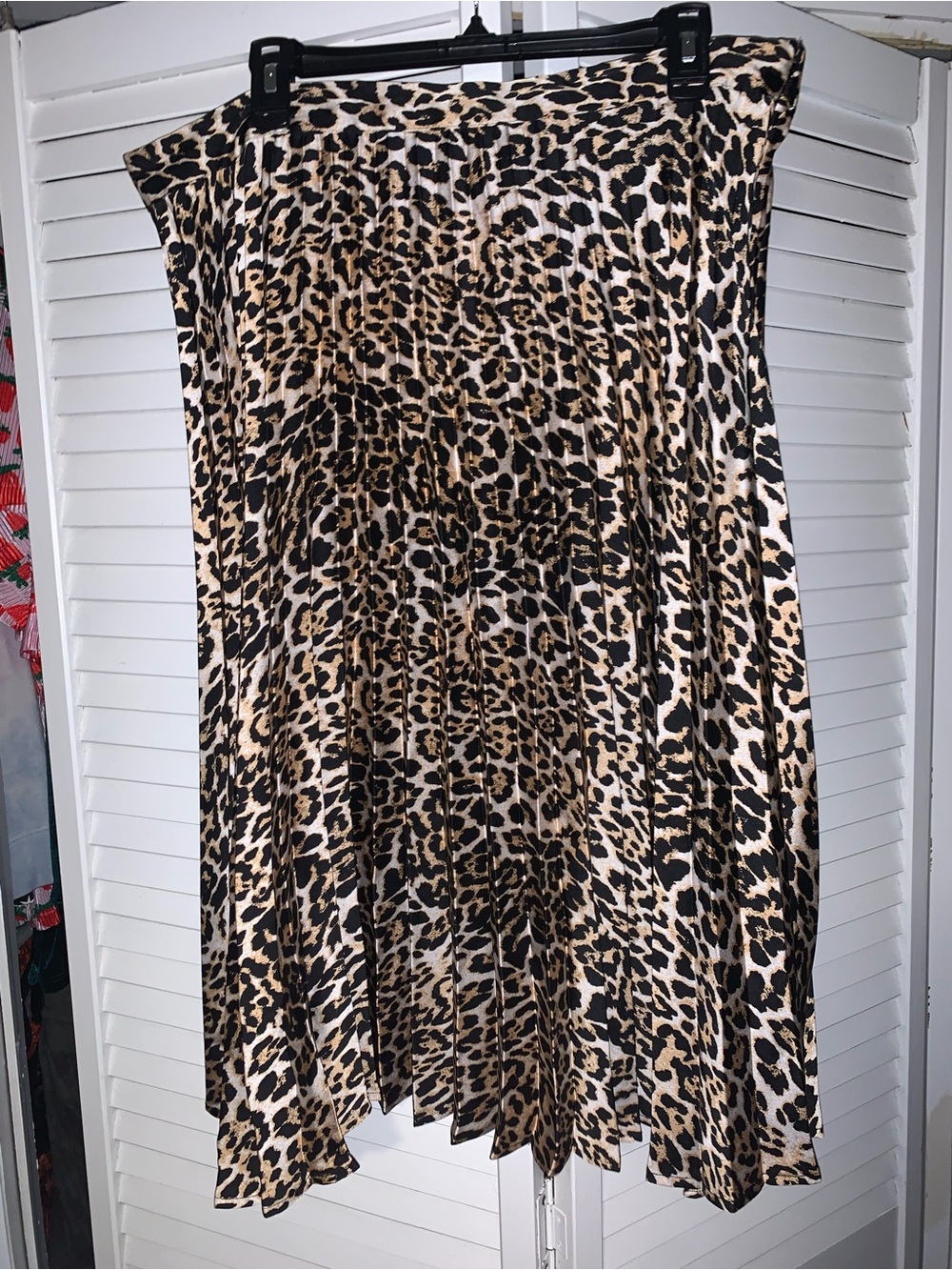 Ellos Plus Size Women’s Animal Print Pleated Satin Midi Skirt